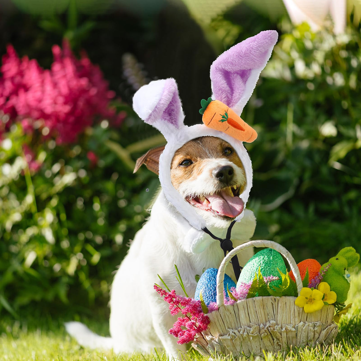 XunYee 8 Pcs Easter Dog Headbands Bunny Ears Headbands Cute Carrot Rabbit Ears Adjustable Pet Headwear Accessories for Easter Party Favors Dog Cat Puppy