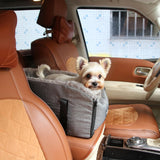 Elevated Dog Car Seat for SUV & Sedan - Pet Booster Seat with Safety Belt & Anti-Slip Platform, Convertible into Travel Carrier Bag & Indoor Bed (Grey)