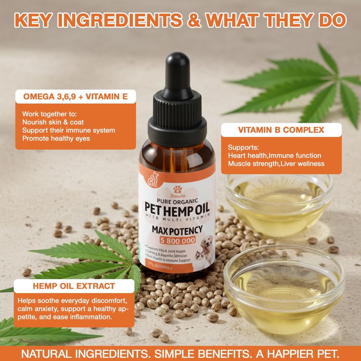 Organic Неmp Oil for Dogs Cats (2-Pack), Supports Hip Joint Health, Rеlaxation & Slеep, Pet Calming Drops, Dog Anxiеty Relief & Strеss & Pаin Rеlief for Dogs