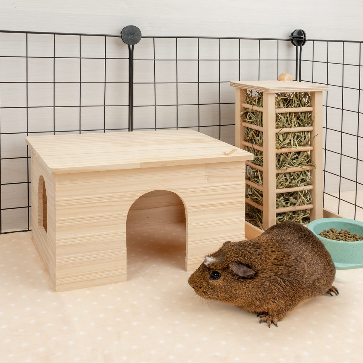 Niteangel Wood House with Window, Chinchilla and Guinea Pigs Hut Hideout