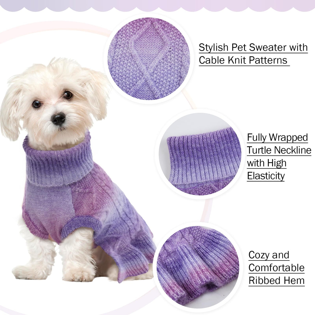 QBLEEV Custom Puppy Turtleneck Sweater Dresses - Soft, Warm, Medium Winter Fall Pet Sweaters for Dogs, Customizable Turtleneck Christmas Sweaters, Holiday Doggie Vests for Girls & Boys