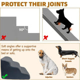 Dog Stairs & Pet Ramp for Small/Large Dogs to High Beds/Couches - 5 Steps 24-inch Height for 18-30 inch Furniture, 2 Washable Covers (Brown, Grey), Non-Slip Balanced 33D Design for Old Dogs & Cats