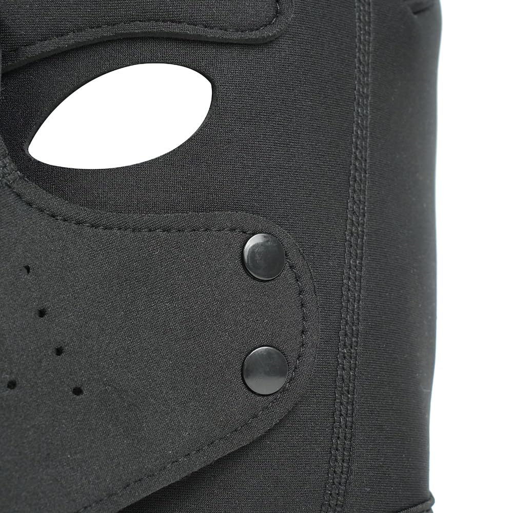 Cleiree Neoprene Puppy Mask - Dog Hood with Detachable Muzzle - Adjustable Cosplay Headgear for Role Play & Party (Black, one size)
