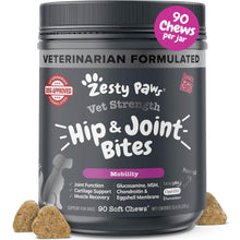 Load image into Gallery viewer, Zesty Paws Vet Strength Mobility Bites Beef &amp; Bacon Flavor Hip &amp; Joint Support Chews for Dogs with Glucosamine, Chondroitin, MSM, Hyaluronic Acid &amp; Serrazimes - 90 Count
