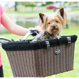 Travelin K9 Pet-Pilot MAX Wicker Bike Basket for Dogs/Cats - Includes Wire Cage Top w/Sun Shade + Plush Removable Padded Liner