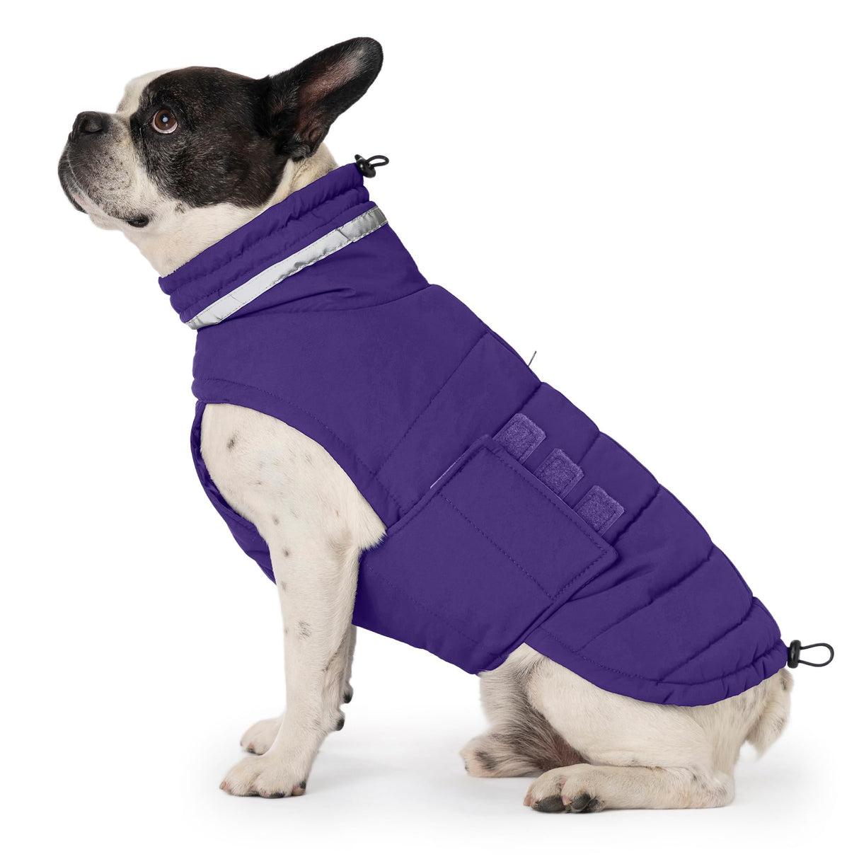 Mklhgty Waterproof Dog Coat for Small Dogs, Warm Dog Winter Jacket, Reflective Windproof Turtleneck Dog Cold Weather Coats with Adjustable Hook & Loop - Purple - S