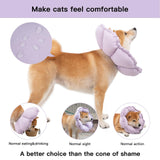 H HIDREAM Soft Dog Cones for Medium Dogs,Cute Adjustable Cone for Dogs to Stop Licking,Dog Recovery Collars & Cones That can Protect Head and Foot Wounds，Purple Flower All-Season Style