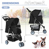 BestPet Pet Stroller Dog Cat Jogger Stroller for Medium Small Dogs Cats Folding Lightweight Travel Stroller with Cup Holder (Black, 3 Wheels)