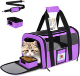 SECLATO Cat Carrier Pet Carriers Airline Approved for Small Dogs Kitten Carrier for Small Medium Animals Under 15lb, Collapsible Soft Sided Travel Carrier, Purple