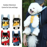 Lightweight Pet Backpack Carrier for Small Dogs & Cats - Easy-Fit Adjustable Straps, Basic Legs-Out Design, Durable for Daily Use (Fits Pets Under 15lb) (Yellow-Blue Color-Blocked, Large)