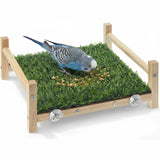 AceOrbit Bird Foraging Bed with Grass Mat 9.06 x 7.87 x 3.94 Inch Parrot Foraging Toy Hammock Bed Wood Frame Easy Install with Hardware Kit for Small Birds Cage Enrichment