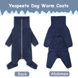 Dog Winter Coat for Large Medium Small Dogs, Warm Fleece High Collar Full Body Dog Jumpsuit Comfortable Onesie Apparel (Dark Blue, 5X-Large)