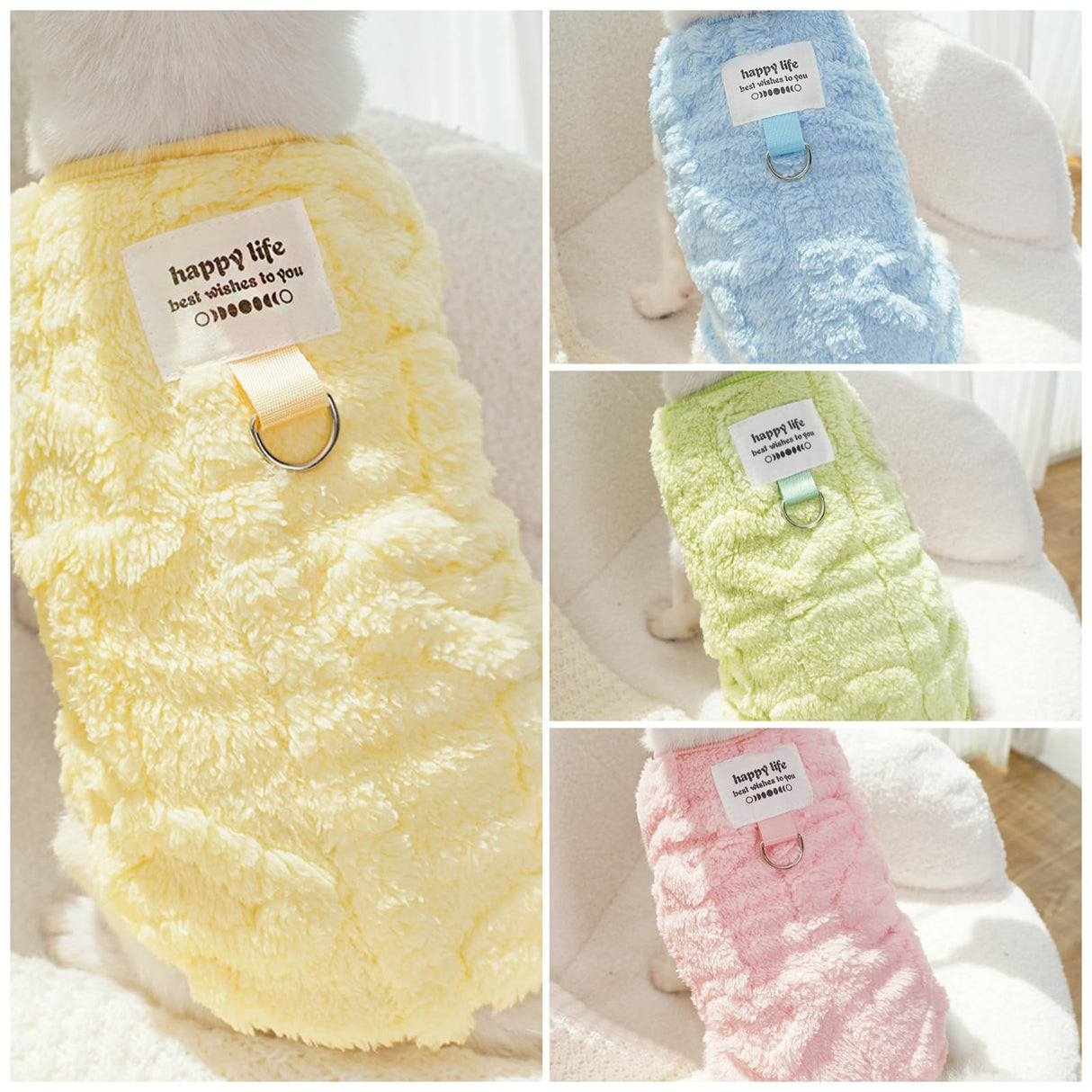 4Pcs Dog Sweatshirt for Small Medium Dogs Cute Cat Apparel Warm Fluffy Knitwear Winter Soft Skin-Friendly (S (3-5.5 lbs))