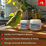 Morning Bird Probiotics for Birds 2 oz – Digestive Health Supplement Supporting Gut Balance, Nutrient Absorption & Immune Support – Easy Mix Powder Supplement for All Bird Species