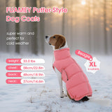 FUAMEY Dog Puffer Jacket for Large Dogs,Dog Cold Weather Coats Winter Dogs Down Jackets Waterproof Pet Snowsuits Warm Puppy Winter Vest Turtleneck Pets Adjustable Jackets Coats Pink L