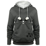 Womens Pouch Hoodie Big Kangaroo Little Pet Dog Cat Carrier Sweatshirts (Dark Grey,XXXL)
