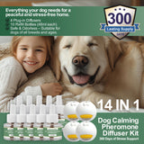 14 IN 1 Dog Calming Diffuser Kit with Night Light | 4 Plug-in Diffusers + 10 Refills (48ml Each) | New Formula Pheromone for Dogs | Anxiety Relief, Stop Barking, Reduce Stress | 300 Days Supply
