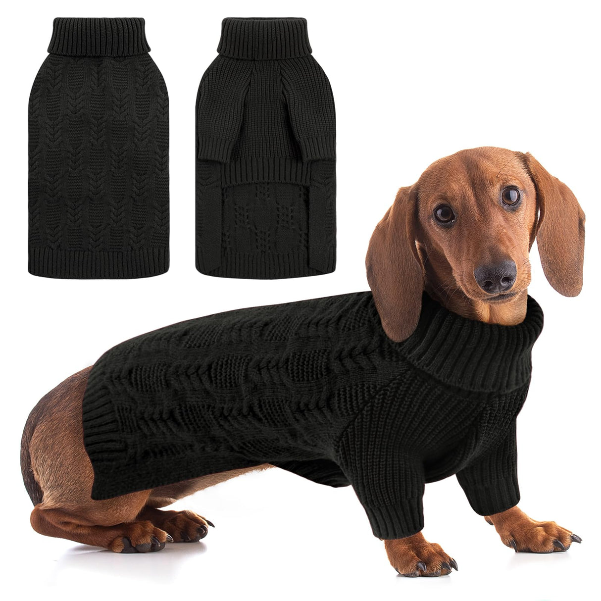 ASENKU Dog Sweater for Medium Dog Girls Boys, Fall Winter Turtleneck Long Sleeve Pet Christmas Sweater, Pullover Sweatshirt for Dachshund, Westie(Grey,Large)