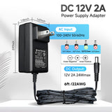 Power Adapter AC 100-240V to DC 12V 2A (2000mA) & 4-Way Power Splitter Cable for CCTV Security Cameras/DVR/NVR/LED Strip Lights/Routers and More, UL/FCC/CE Certificated (6ft)