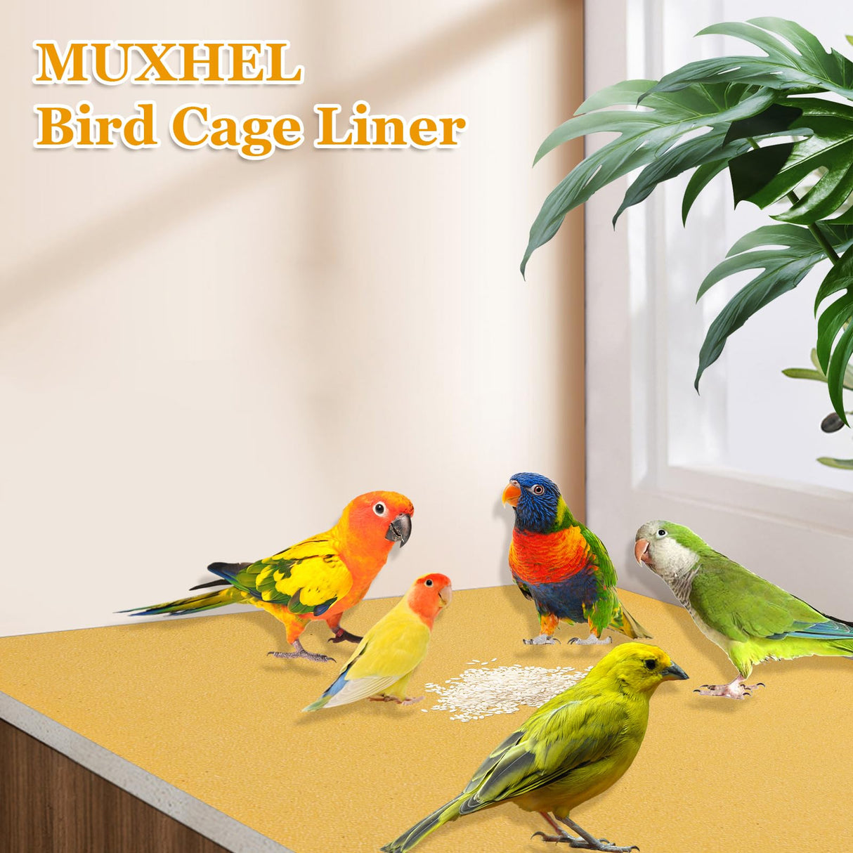 MUXHEL 50 Pcs Gravel Liner Paper for Bird Cage, 11" x 17" Bird Cage Liner, Easy Clean Pet Grinding Sandpaper for Bird Cage