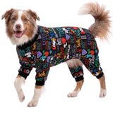 LovinPet Large Dog Pajamas, Wound Care/Post Surgery Shirt, UV Protection, Love My Dog Text on Black Print, UV Protection, Pet Anxiety Relief, Large Dog Onesies, Pet PJ's /3XL