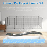 MODESLAB Guinea Pig Cages with Tarp and Bedding Pee Pad Liner, 2-Story Large Guinea Pig Playpen C&C Loft Cage for 2 Rabbit Bunny Chinchilla Small Animal Habitat for Indoor