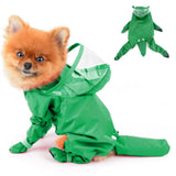 PAIDEFUL Small Dog Full Body Coverage Raincoat Solid Four-Leg Onesie Rain Jacket Waterproof Hoodie Puppy Clothes Button Lightweight Cats Costume, Green, XXL