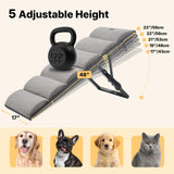 Veehoo Dog Ramp for Bed Couch for Small to Large Dog, Foldable Ramp for Dogs to Get on Bed 5 Adjustable Height from 17" to 23", Pet Cat Stairs Doggy Steps Non Slip with Metal Frame, Up to 130lbs