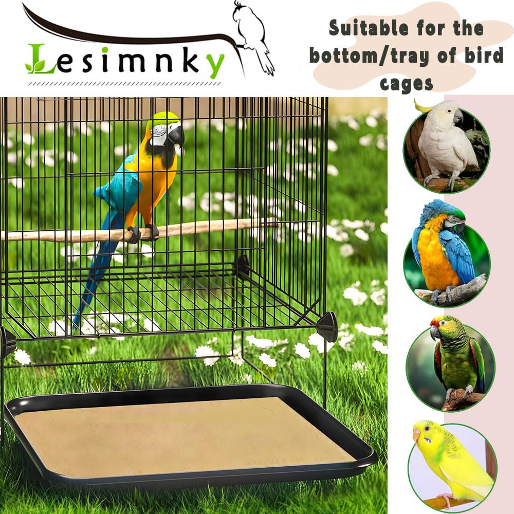 Lesimnky Bird Cage Liner 50-Pack 17” x 11” Gravel Paper Cuttable Pet Sandpaper Special for Bird Cage in Sea Sand, Easy Clean Pet Sandpaper Calcium Paper for Birdcage Parrots Cockatiels (50)