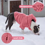 IDOMIK Fuzzy Dog Sweater with Adjustable Hood, Warm Fleece Dog Sweater Hoodie with Harness Hole & Pocket, Pullover Sweaters for Medium Dogs, Fuzzy Hooded Sweatshirt for Fall Winter Christmas,Pink,M
