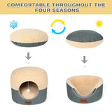 Cat Cave Bed for Indoor Cats, 2-in-1 Convertible Cat House & Lounge with Reversible Plush Cushion – Calming Anti-Anxiety Anti-Slip Pet Bed for Small Dogs & Kittens, Cozy Hideaway Tent, 19.7 inches