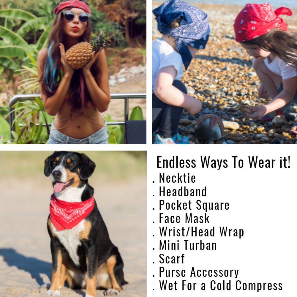 Balec Solid 100% Cotton Unisex Bandana - 12 Pack