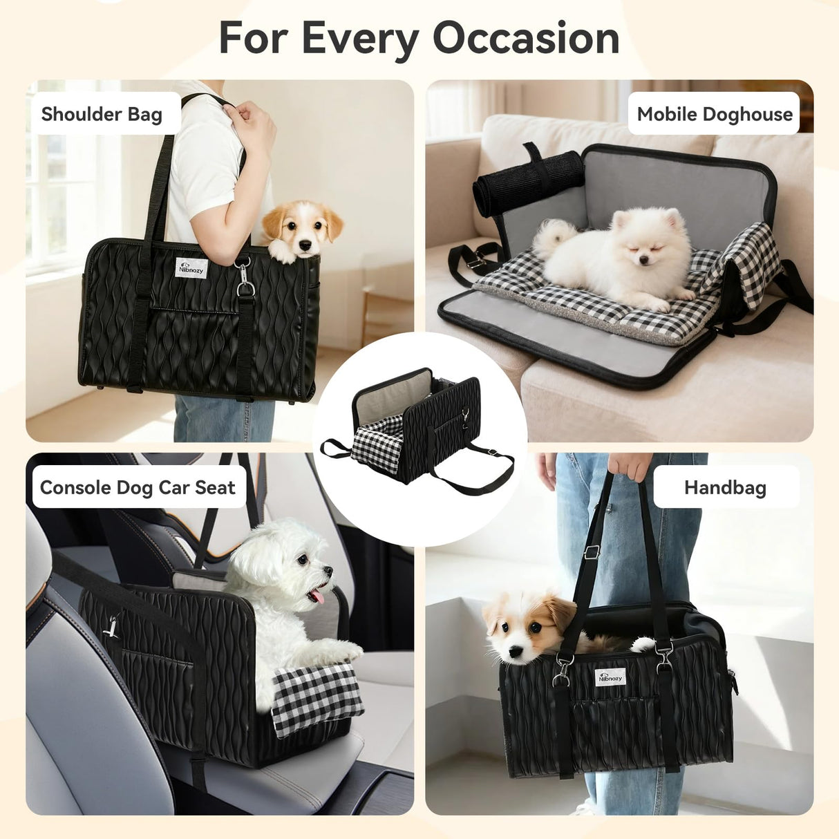 Nibnozy Center Console Dog Car Seat - Portable Armrest Booster Car Seats for Small Dogs, Detachable Washable Pet Carriers Puppy Essentials- Support Pet Up to 11lbs