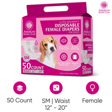 Load image into Gallery viewer, American Kennel Club Female Dog Wrap, Disposable Diapers with Wetness Indicator, Small, 50 Count
