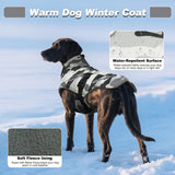 DENTRUN Extra Large Warm Dog Jacket - Windproof Water Repellent Reflective Coat, Adjustable Plush Turtleneck, Easy Wear Fleece Lined Cold Weather Vest for Great Dane, White Camo, XXXL