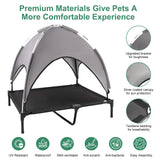 Elevated Outdoor Dog Bed with Canopy, Raised Dog Cot with Shade, Waterproof Dog Tent for Medium Large Dogs Portable Cooling Pet Bed with Breathable Mesh for Camping Beach, XL