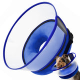 Furrtripsy Inflatable Dog Cone Collar with Detachable Sturdy Shield,Soft&Lightweight-Ideal for Post-Surgery Recovery and Daily Wear,Suitable for Small Medium Large Dog Breeds(Blue,L)