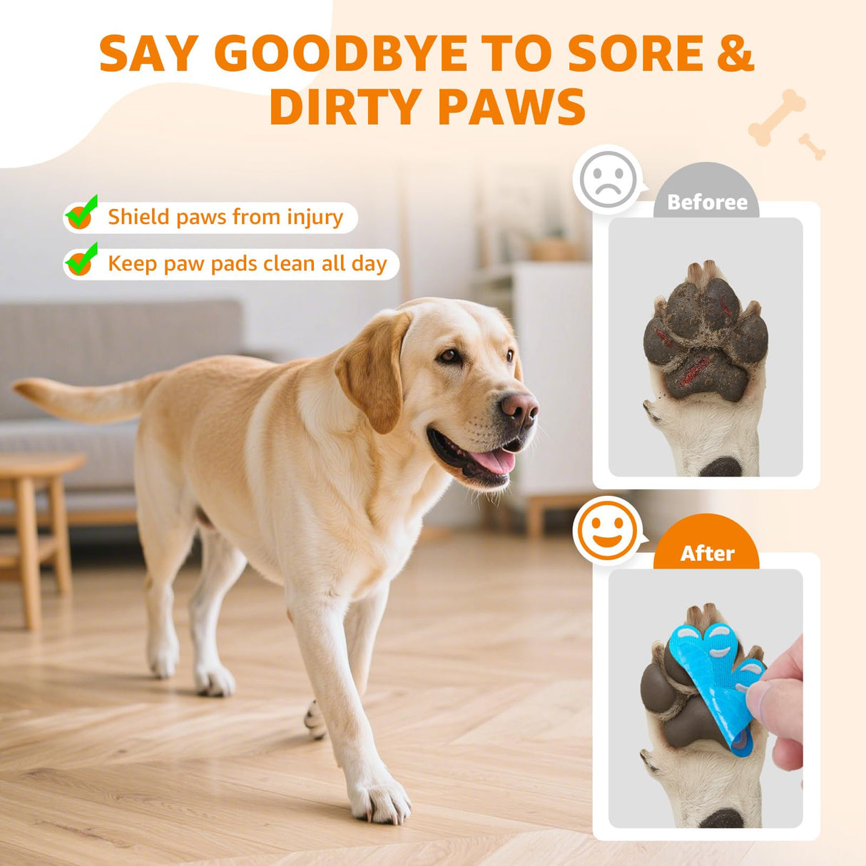 Paw Pads for Dogs Traction - Anti-Slip Sticky Dog Paw Protector Pads for Senior Dogs, Non Slip Adhesive Dog Paw Pads Anti Slip for Slippery Hardwood Floors to Prevent Slipping While Walking Running