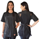 Ladybird Line 950 Classic Black Waterproof Styling Jacket, Hair and Bleach Resistant with Covered Zipper Panel, Mesh Back and Back Tie Belt, Ideal for Pet Groomers, Barbers, and Hair Stylists - 2XL
