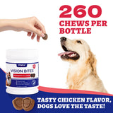 260 Bites Wellix Vision Chews - Dog Tear Stain Remover & Eye Supplement with Cranberry Extract, Lutein, Taurine, Marshmallow Root, Vitamin for Puppy, Small Medium & Large Dogs