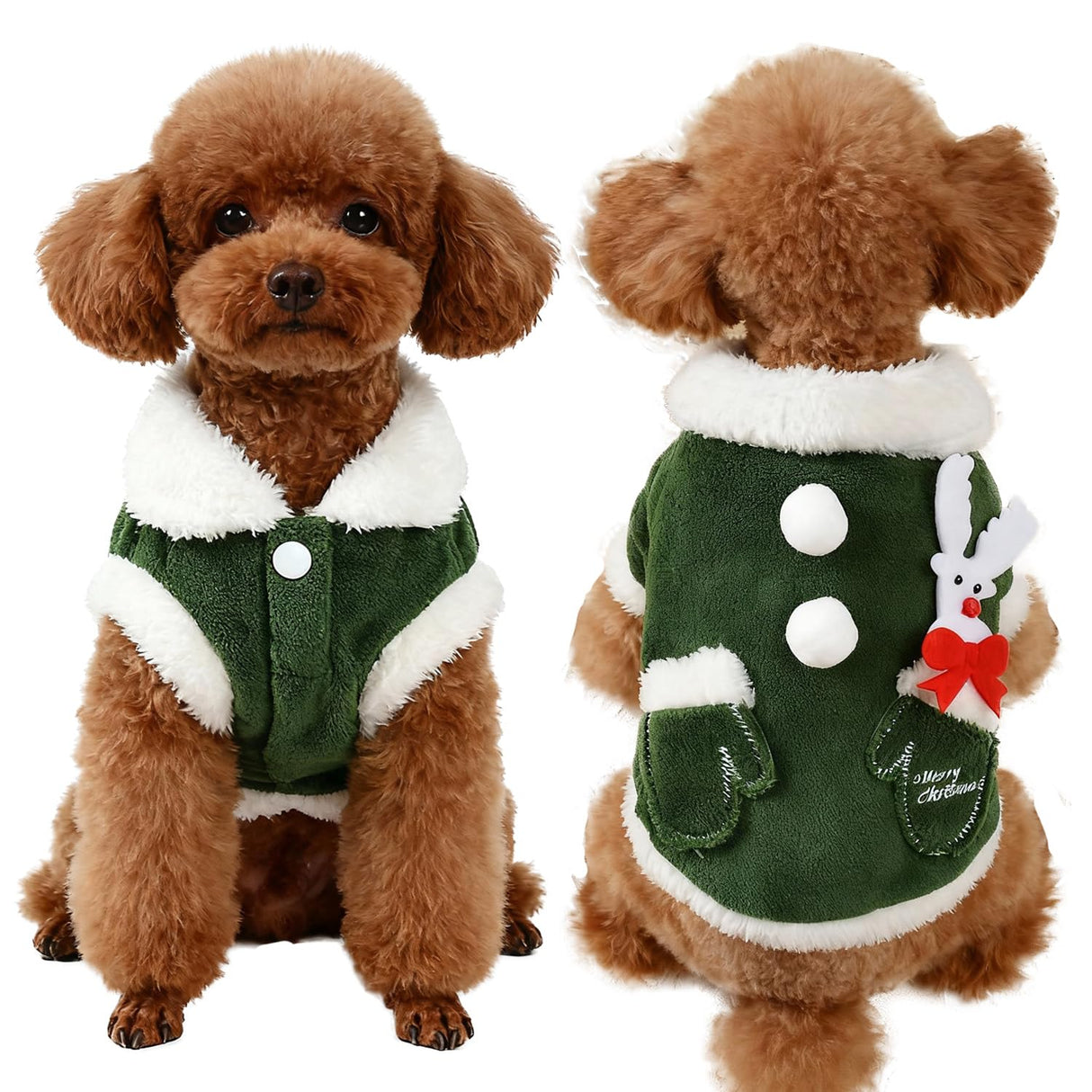 TIEEI Pet Christmas Costumes Dog Xsmas Tree Clothes Pet Christmas Party Apparel Soft Velvet Winter Sweater Dogs Cats Outfit
