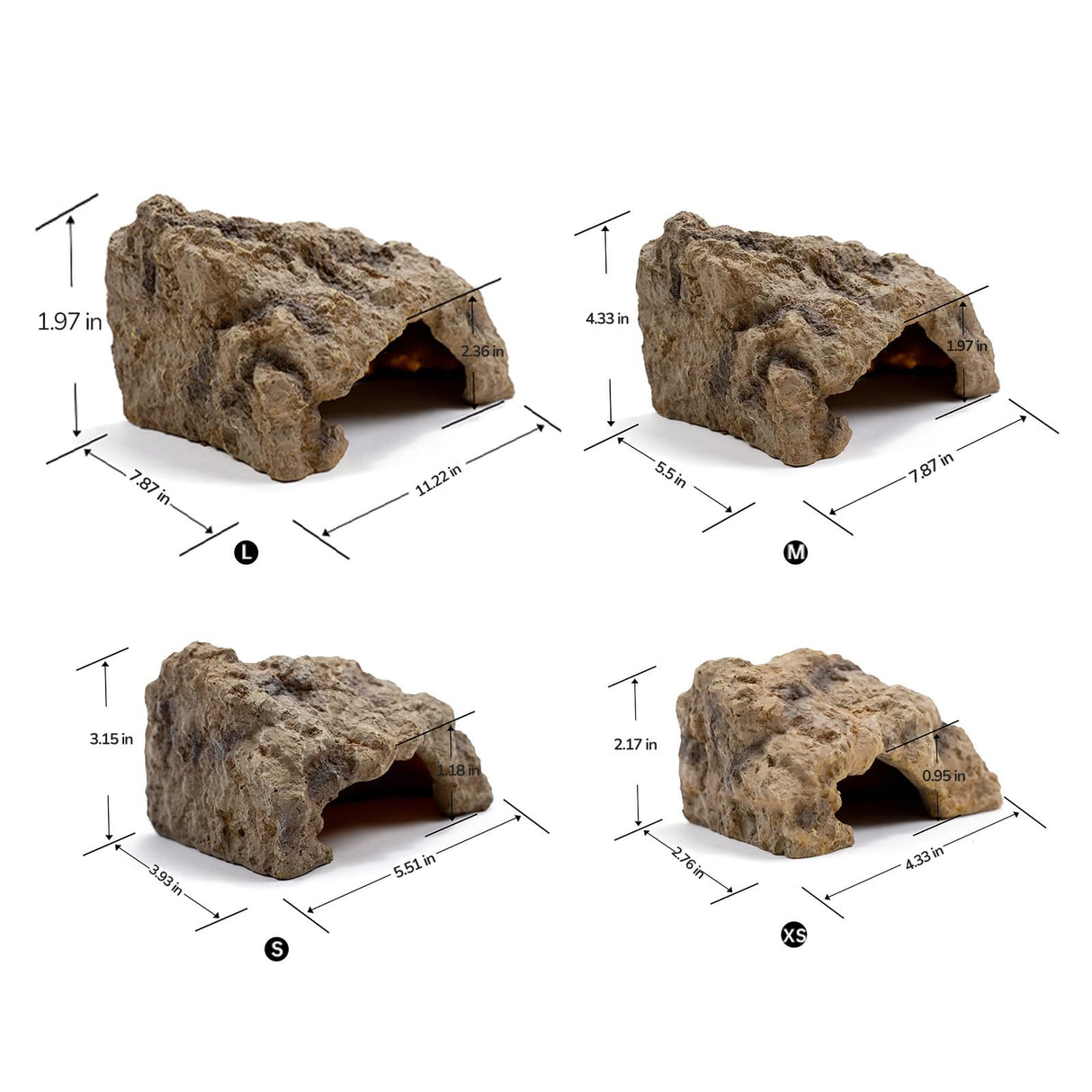 Repticircle Reptile Hide for Leopard Gecko, Bearded Dragon, Ball Python & Tortoise – Terrarium Habitat Décor, Snake & Lizard Hideout(Resin, Large)