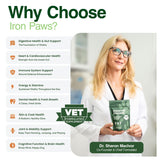 Iron Paws Human-Grade Superfood For Dogs, Premium Greens Powder Supplement For Dental Health, Longevity, Hip & Joint, Gut Health, Allergies, Immune Support, Skin & Coat - 3.5 oz Nutrient Dense Formula