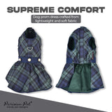 Parisian Pet Scottish Dog Dress - Festive Holiday Clothes for Large Dogs Girl - Plaid Green Pet Dress - Stylish Dog Wedding Outfit - Lightweight Puppy Clothes - Sleeveless Party Dresses for Dogs