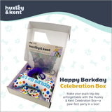 Huxley & Kent Celebration Box for Dogs - Fun Gift Kit with Plush Squeaky Toys, Party Hat, Bow Tie & Banner - Birthday, Gotcha Day & Special Occasion Dog Kit - Happy Barkday Box, Small