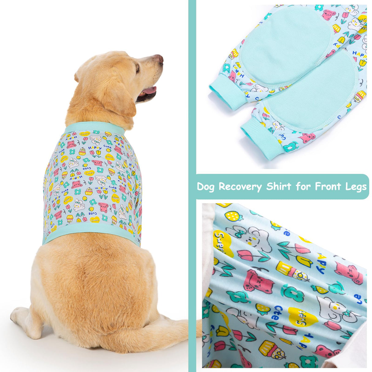 Dog Recovery Shirt for Front Legs, Dog Elbowpads Sleeve Protect Dogs Elbows Arms,Stop Licking Joints After Surgery, Help with Injury Healing Covers The Wound, Cone Alternatives (Blue, 4XL)