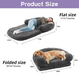 Foldable Man Dog Bed, Orthopedic Memory Foam Man Size Dog Bed, Large pet Bed, Artificial Fur Adult pet Sofa, Gray, 71 "x41 x12“