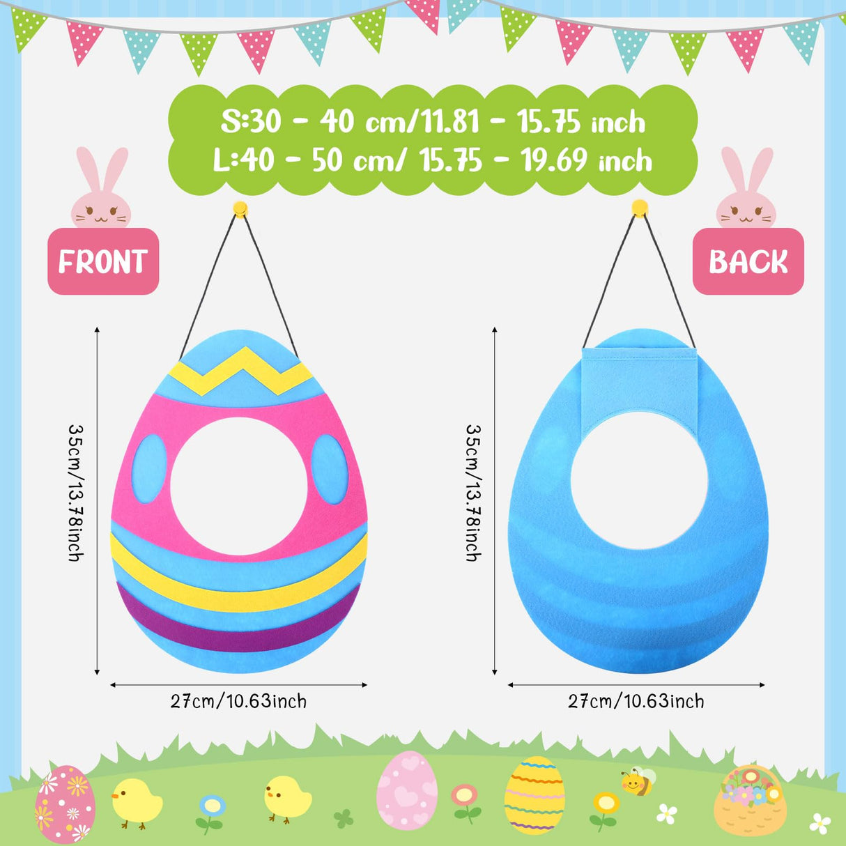 Soulchen Cute Easter Dog Costume Adjustable Egg Dog Shaped Hat Headwear for Easter Party Pets Cats Festive Bunny Ears Decorative Accessory for Puppy Holiday Dress up(Large)