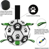 QDAN Large Dog Toys, 8 Inch Soccer Ball for Dogs with Straps, World Cup Interactive Toys for Tug of War, Puppy Birthday Gifts, Water Toy, Durable Dog Balls for Medium Large