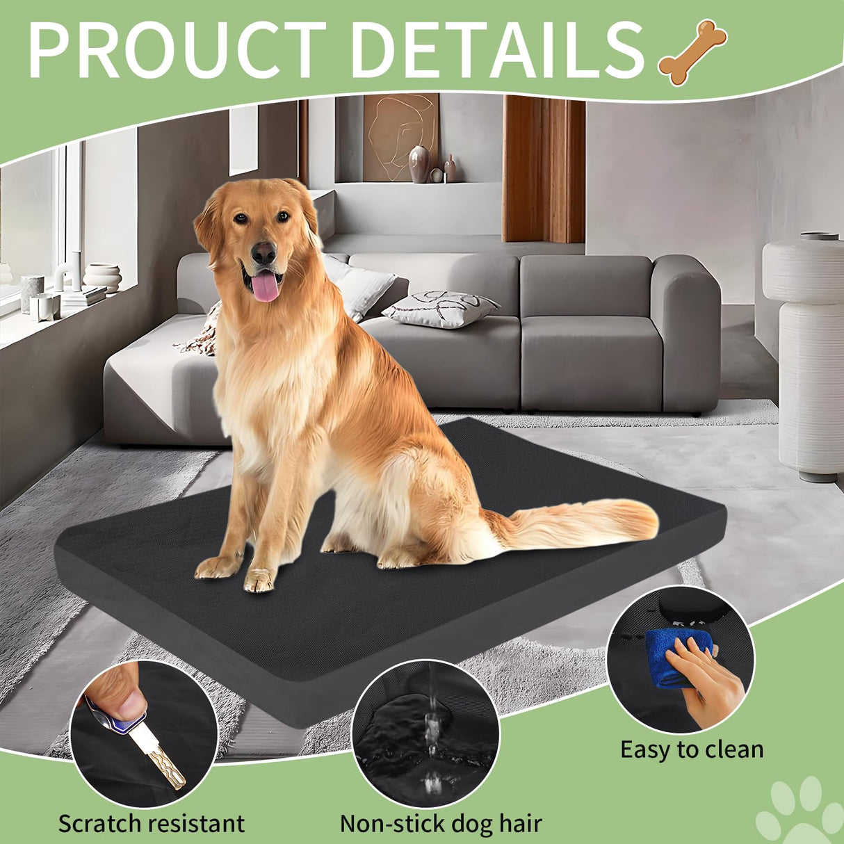 Dog Bed Covers Replacement Washable Waterproof Pet Bedding Cover with Durable Zipper, Large 42"X28"X4" Heavy Duty Dog Bed Liner for Indoor Outdoor, Easy to Clean
